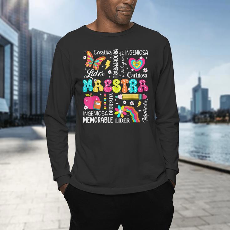 Maestra Spanish Teacher Back To School Maestra De Espanol Men's Long Sleeve T-Shirt, gift for family, gift for coworker Maestra Spanish Teacher Back To School Maestra De Espanol Men's Long Sleeve T-Shirt, gift for family, gift for coworker