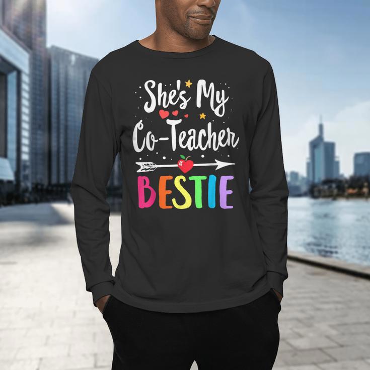 Matching Co-Teacher Best Friend She's My Bestie Work Team Men's Long Sleeve T-Shirt, gift for family, gift for coworker