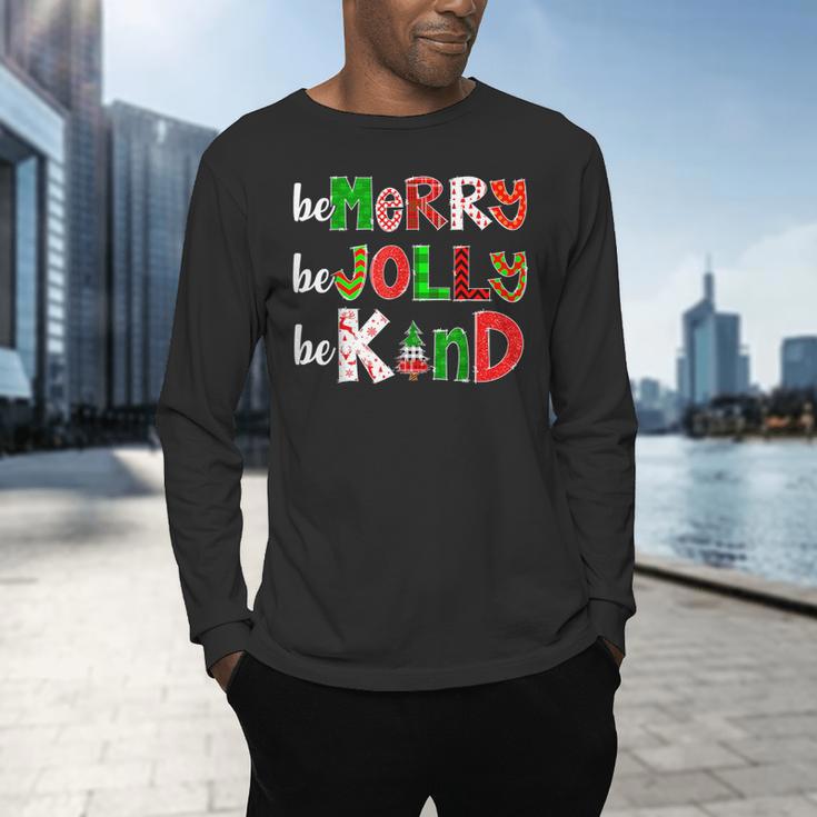 Be Merry Be Jolly Be Kind Merry Christmas Teacher Xmas Pjs Men's Long Sleeve T-Shirt, gift for family, gift for coworker