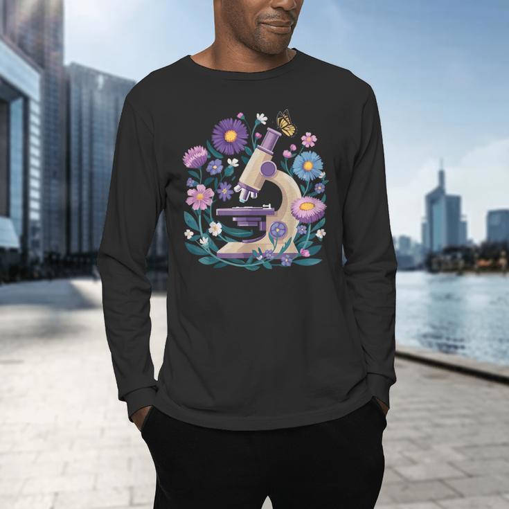 Microscope Flower Butterfly Biology Science Teacher Student Men's Long Sleeve T-Shirt, gift for family, gift for coworker Microscope Flower Butterfly Biology Science Teacher Student Men's Long Sleeve T-Shirt, gift for family, gift for coworker