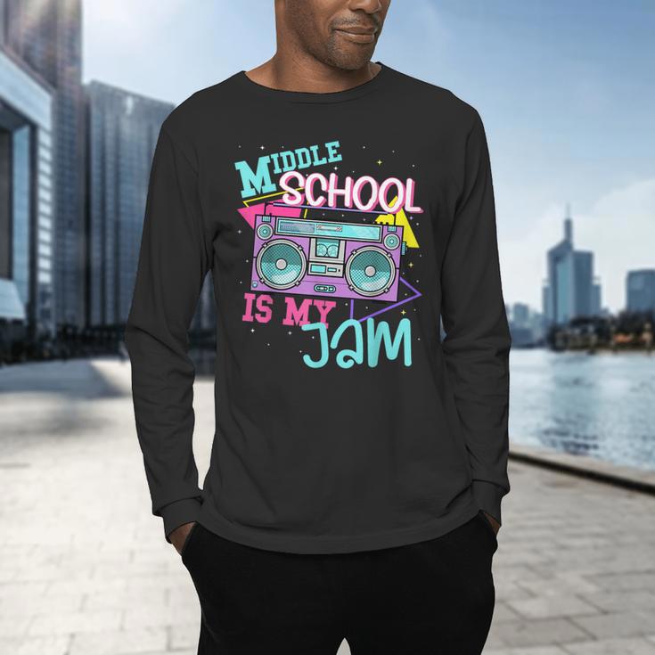 Middle School Is My Jam Cute Teacher Shirt 80's 90's Styl Men's Long Sleeve T-Shirt, gift for family, gift for coworker Middle School Is My Jam Cute Teacher Shirt 80's 90's Styl Men's Long Sleeve T-Shirt, gift for family, gift for coworker
