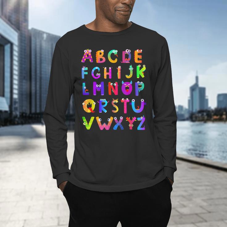 Monster ABC Cute Alphabet Halloween Teacher Costume Kids Men's Long Sleeve T-Shirt, gift for family, gift for coworker Monster ABC Cute Alphabet Halloween Teacher Costume Kids Men's Long Sleeve T-Shirt, gift for family, gift for coworker