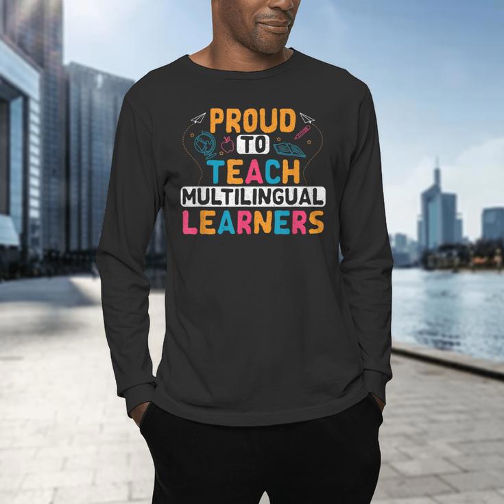 Multilingual Teacher Linguist Language ESL Teaching Men's Long Sleeve T-Shirt, gift for family, gift for coworker