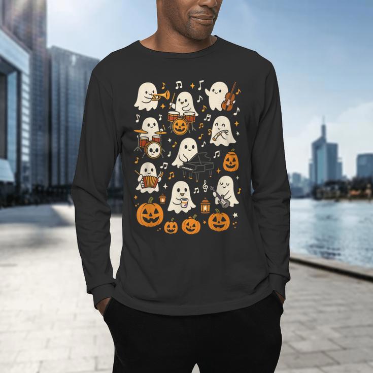 Music Teacher Orchestra Shirt Spooky Halloween Ghost Band Men's Long Sleeve T-Shirt, gift for family, gift for coworker