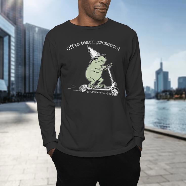 Off To Teach Preschool Pre-K Teacher Back To School Frog Men's Long Sleeve T-Shirt, gift for family, gift for coworker Off To Teach Preschool Pre-K Teacher Back To School Frog Men's Long Sleeve T-Shirt, gift for family, gift for coworker