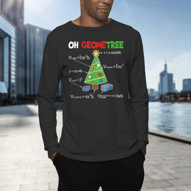 Oh Geometree Christmas Tree Geometry Math Teacher Men's Long Sleeve T-Shirt, gift for family, gift for coworker