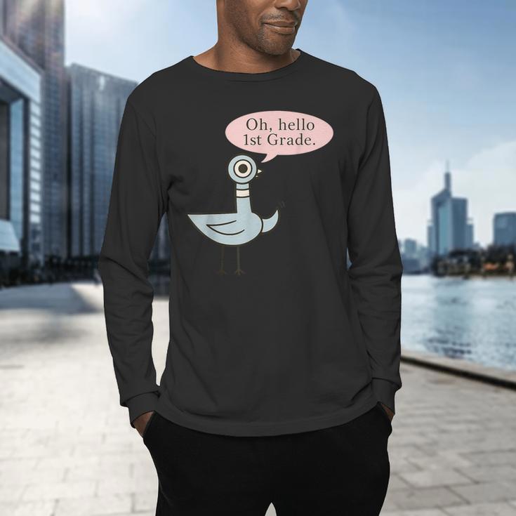 Oh Hello First Graders Cute Pigeon 1st Grade Teacher Men's Long Sleeve T-Shirt, gift for family, gift for coworker Oh Hello First Graders Cute Pigeon 1st Grade Teacher Men's Long Sleeve T-Shirt, gift for family, gift for coworker