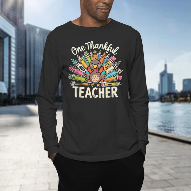 One Thankful Teacher Cute Thanksgiving Turkey School Men's Long Sleeve T-Shirt, gift for family, gift for coworker One Thankful Teacher Cute Thanksgiving Turkey School Men's Long Sleeve T-Shirt, gift for family, gift for coworker