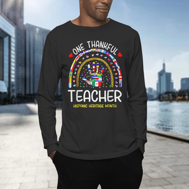 One Thankful Teacher Hispanic Heritage Month Countries Flags Men's Long Sleeve T-Shirt, gift for family, gift for coworker