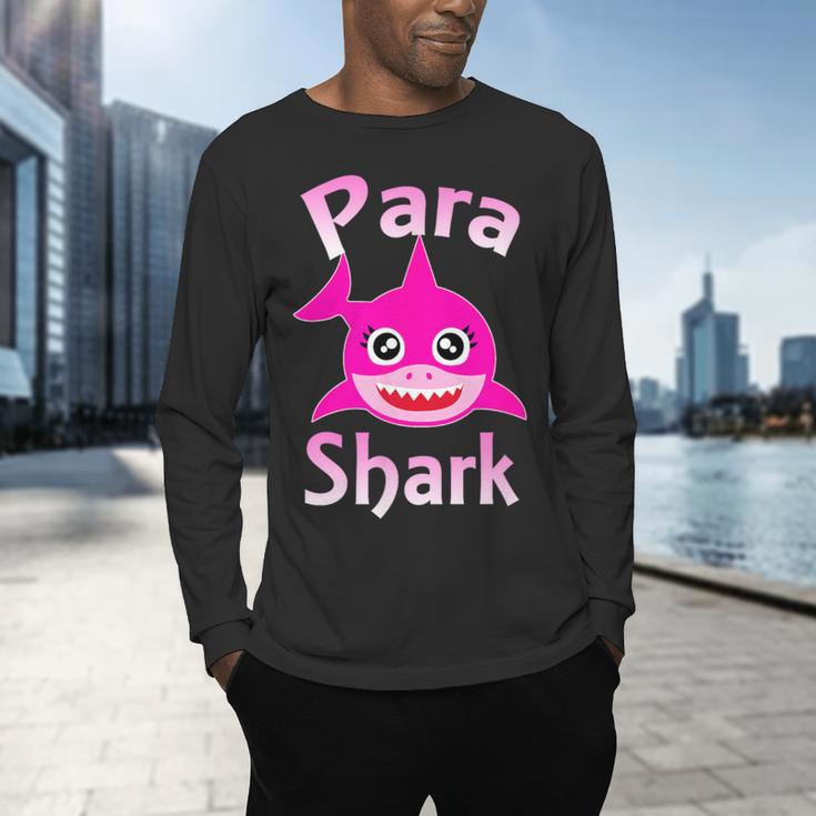 Para Shark Paraprofessional Female Teacher Men's Long Sleeve T-Shirt, gift for family, gift for coworker