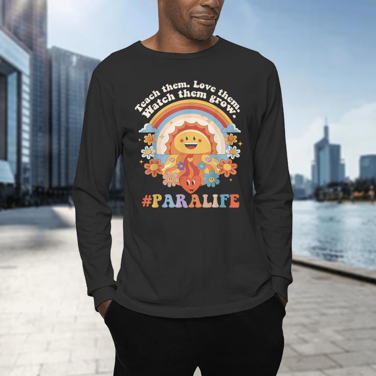Paraprofessional Para Life Sun Flower Teacher Back To School Men's Long Sleeve T-Shirt, gift for family, gift for coworker