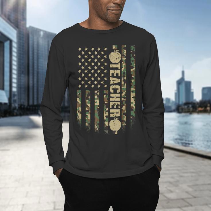 Patriotic Teacher American Flag Camouflage 4th Of July Camo Men's Long Sleeve T-Shirt, gift for family, gift for coworker Patriotic Teacher American Flag Camouflage 4th Of July Camo Men's Long Sleeve T-Shirt, gift for family, gift for coworker