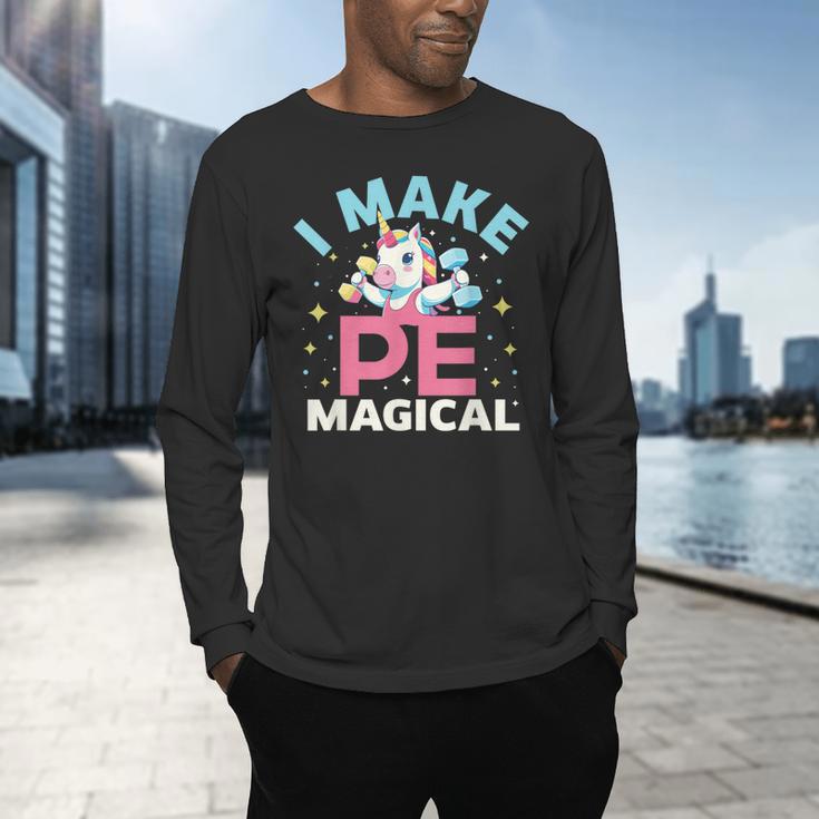 PE Teacher Unicorn I Make PE Magical Men's Long Sleeve T-Shirt, gift for family, gift for coworker PE Teacher Unicorn I Make PE Magical Men's Long Sleeve T-Shirt, gift for family, gift for coworker
