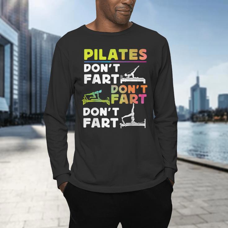 Pilates Instructor Teacher Watercolor Pilates Don't Fart Men Women Kids Men's Long Sleeve T-Shirt, gift for family, gift for coworker