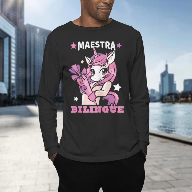 Pink Unicorn Spanish Teacher Regalos Para Bilingue Teacher Men's Long Sleeve T-Shirt, gift for family, gift for coworker Pink Unicorn Spanish Teacher Regalos Para Bilingue Teacher Men's Long Sleeve T-Shirt, gift for family, gift for coworker