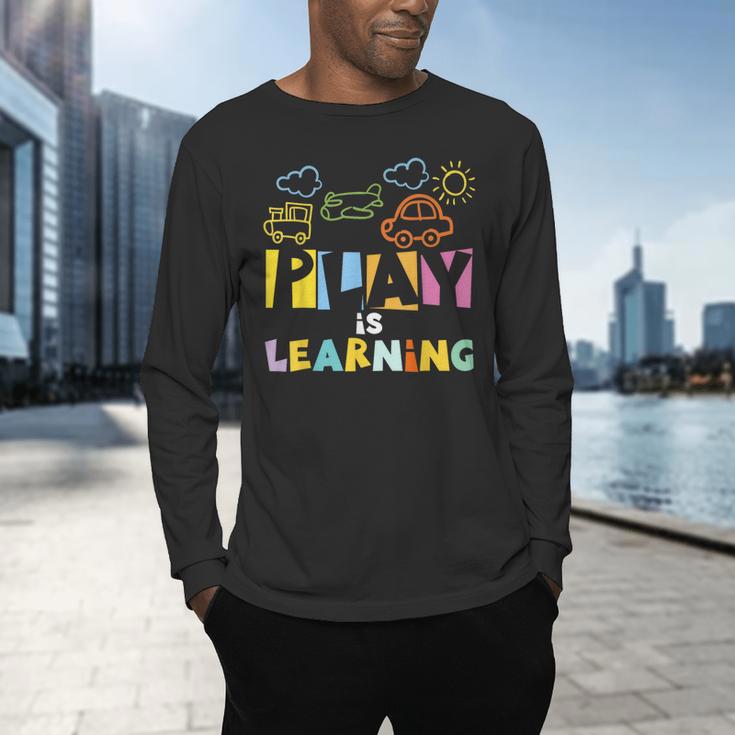 Play Is Learning Design T Designs For Teachers Preschool Men's Long Sleeve T-Shirt, gift for family, gift for coworker Play Is Learning Design T Designs For Teachers Preschool Men's Long Sleeve T-Shirt, gift for family, gift for coworker