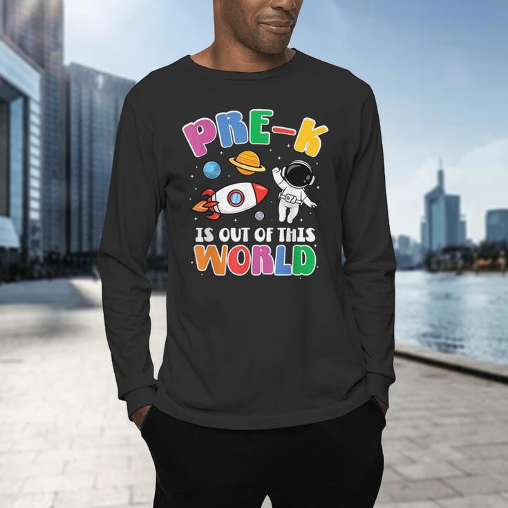 Pre-K Student Teacher Astronaut Space Back To School Men's Long Sleeve T-Shirt, gift for family, gift for coworker