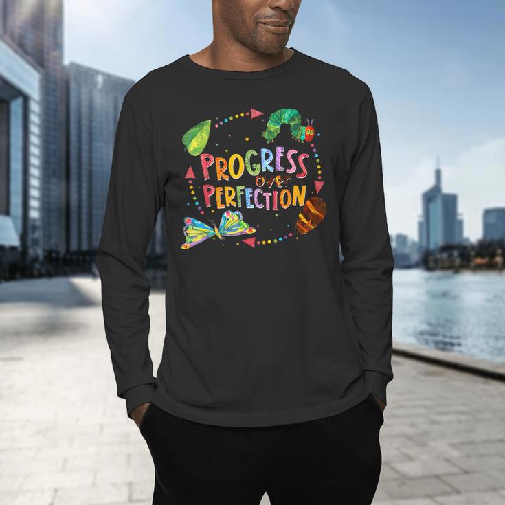 Progress Over Perfection Caterpillar Teacher Back To School Men's Long Sleeve T-Shirt, gift for family, gift for coworker Progress Over Perfection Caterpillar Teacher Back To School Men's Long Sleeve T-Shirt, gift for family, gift for coworker