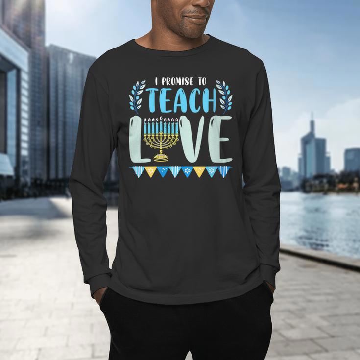 I Promise To Teach Love Hanukkah Chanukah Jewish Teacher Men's Long Sleeve T-Shirt, gift for family, gift for coworker I Promise To Teach Love Hanukkah Chanukah Jewish Teacher Men's Long Sleeve T-Shirt, gift for family, gift for coworker