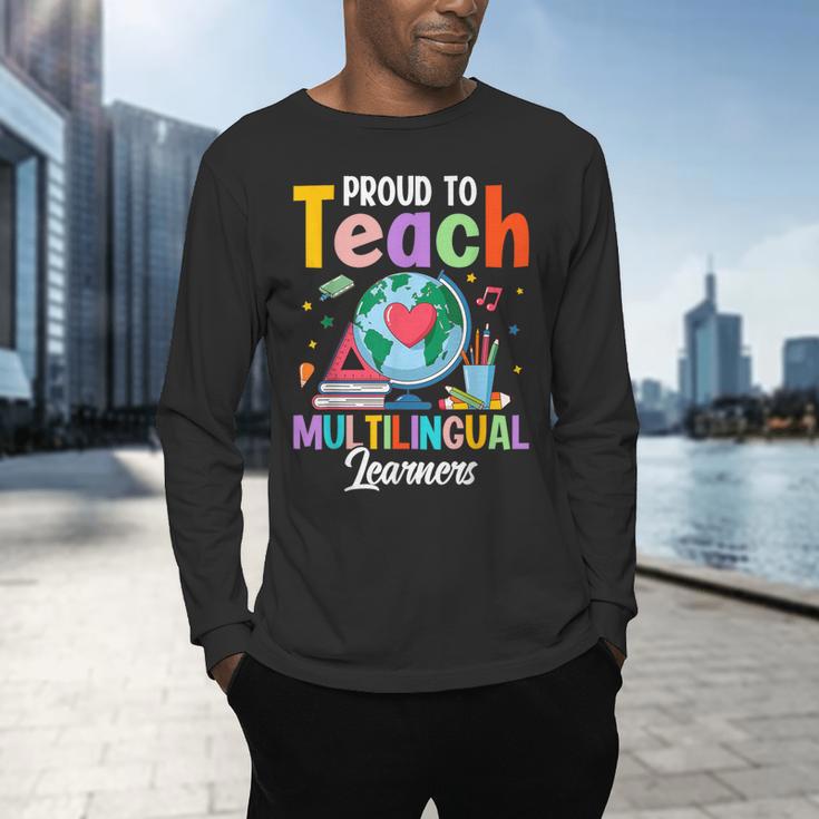 Proud To Teach Multilingual Learner ESL English Teacher Men's Long Sleeve T-Shirt, gift for family, gift for coworker Proud To Teach Multilingual Learner ESL English Teacher Men's Long Sleeve T-Shirt, gift for family, gift for coworker