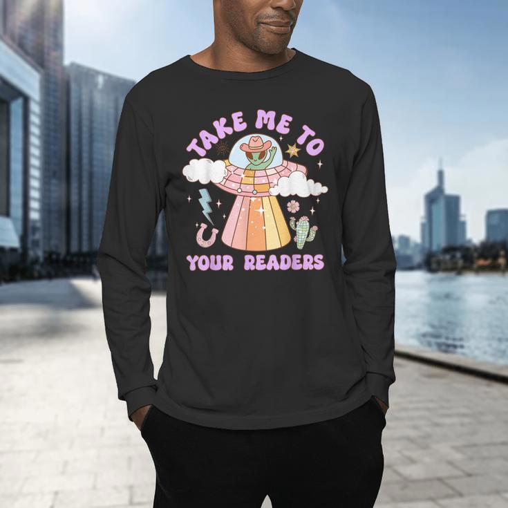 Take Me To Your Readers Alien Teacher Halloween Literacy Men's Long Sleeve T-Shirt, gift for family, gift for coworker Take Me To Your Readers Alien Teacher Halloween Literacy Men's Long Sleeve T-Shirt, gift for family, gift for coworker