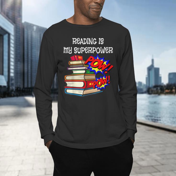 Reading Is My Super Power Superhero Best English Teacher Men's Long Sleeve T-Shirt, gift for family, gift for coworker