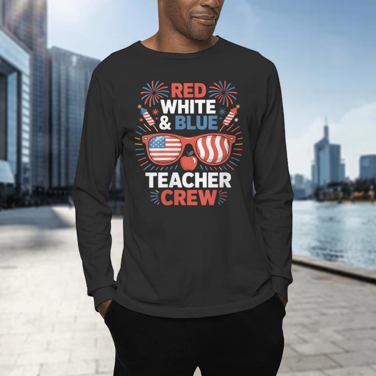 Red & Blue Teacher Crew Shirt 4th Of July Sunglasses Men's Long Sleeve T-Shirt, gift for family, gift for coworker Red & Blue Teacher Crew Shirt 4th Of July Sunglasses Men's Long Sleeve T-Shirt, gift for family, gift for coworker