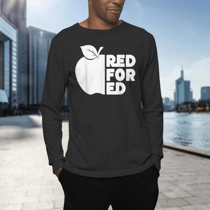 Red For Ed Teacher Support Public Education For Men Women Kids Men's Long Sleeve T-Shirt, gift for family, gift for coworker Red For Ed Teacher Support Public Education For Men Women Kids Men's Long Sleeve T-Shirt, gift for family, gift for coworker