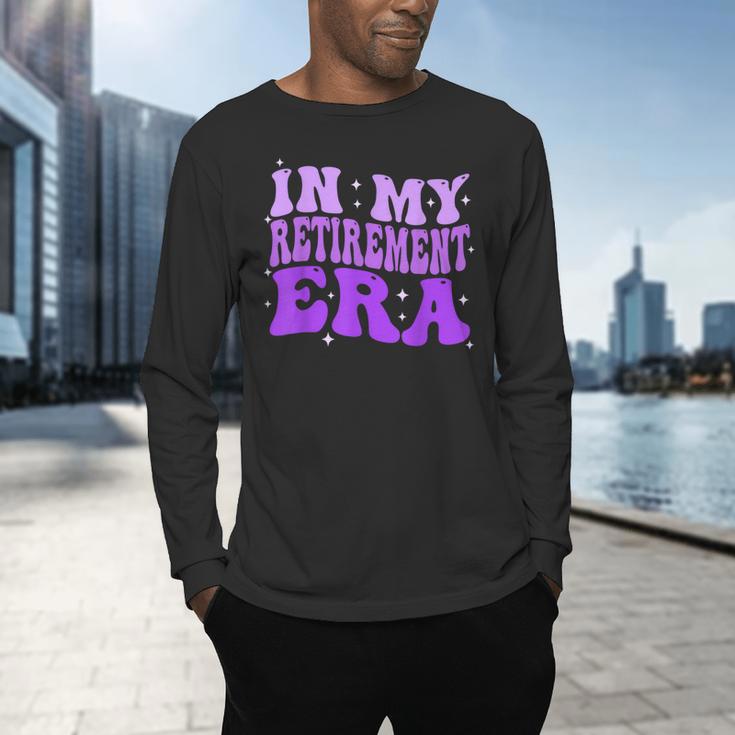 In My Retirement Era Groovy Retired Teacher 2025 Women Men's Long Sleeve T-Shirt, gift for family, gift for coworker
