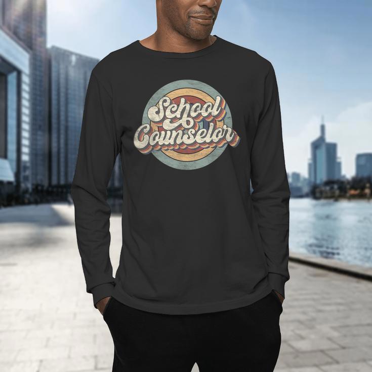 Retro School Counselor Back To School Teacher Squad Crew Men's Long Sleeve T-Shirt, gift for family, gift for coworker