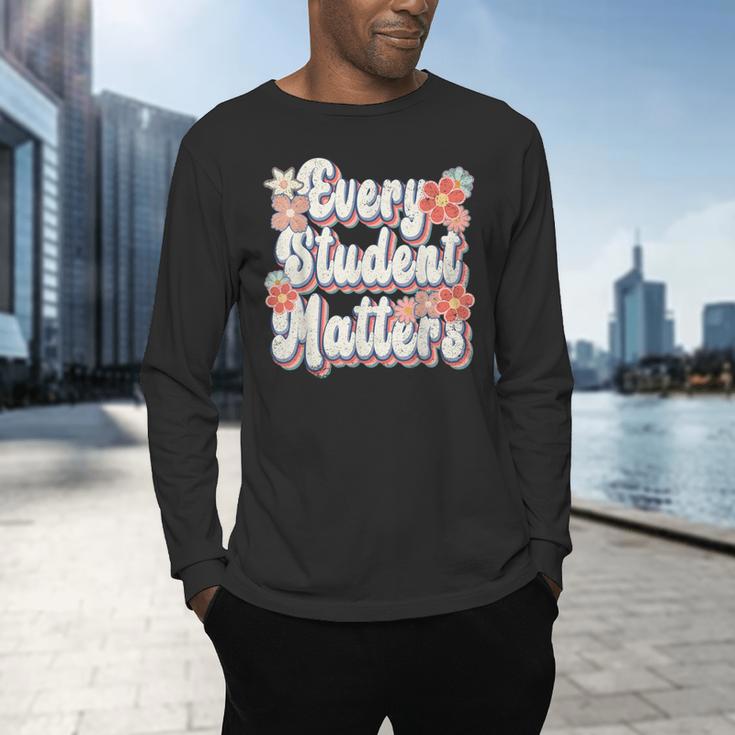 Retro Vintage Every Student Matters Teacher Paraprofessional Men's Long Sleeve T-Shirt, gift for family, gift for coworker