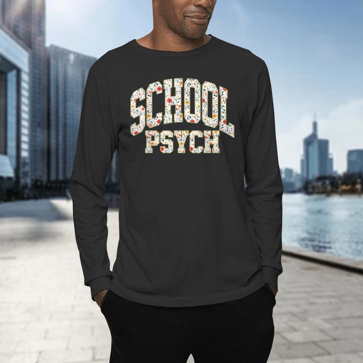 Retro Wildflower School Psych Teacher School Psychologist Men's Long Sleeve T-Shirt, gift for family, gift for coworker