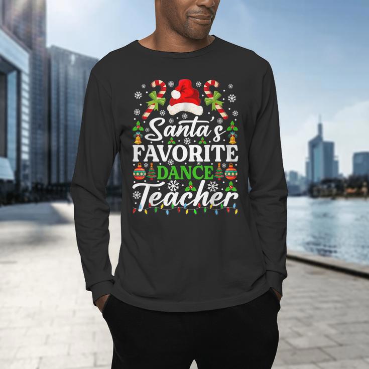 Santa's Favorite Dance Teacher Shirt Christmas Pajama Men's Long Sleeve T-Shirt, gift for family, gift for coworker