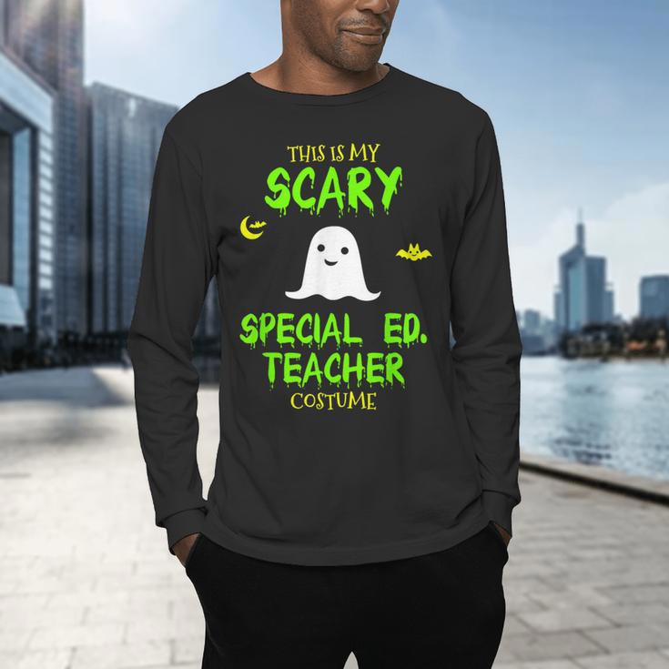 Scary Special Education Ed Teacher Costume Halloween Easy Men's Long Sleeve T-Shirt, gift for family, gift for coworker