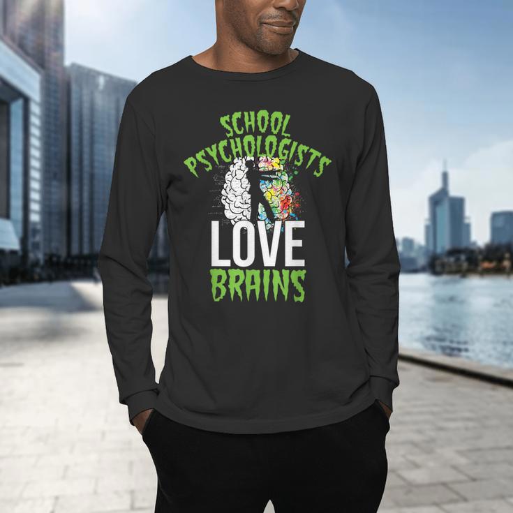 School Psychologists Love Brains Halloween Teacher Counselor Men's Long Sleeve T-Shirt, gift for family, gift for coworker School Psychologists Love Brains Halloween Teacher Counselor Men's Long Sleeve T-Shirt, gift for family, gift for coworker