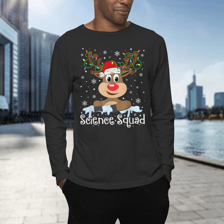 Science Teacher Squad Reindeer Christmas Teacher Xmas Lights For Men Women Men's Long Sleeve T-Shirt, gift for family, gift for coworker
