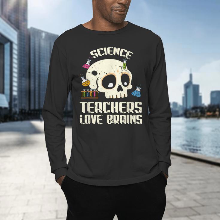 Science Teachers Love Brains Teachers Halloween Men's Long Sleeve T-Shirt, gift for family, gift for coworker