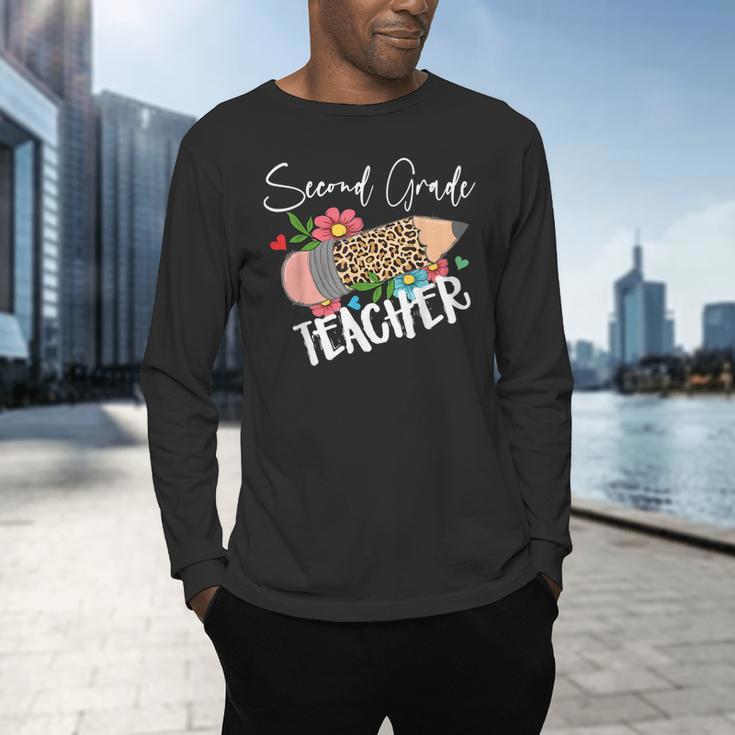 Second Grade Teacher Leopard Pencil 2nd Grade Women Teacher Men's Long Sleeve T-Shirt, gift for family, gift for coworker Second Grade Teacher Leopard Pencil 2nd Grade Women Teacher Men's Long Sleeve T-Shirt, gift for family, gift for coworker