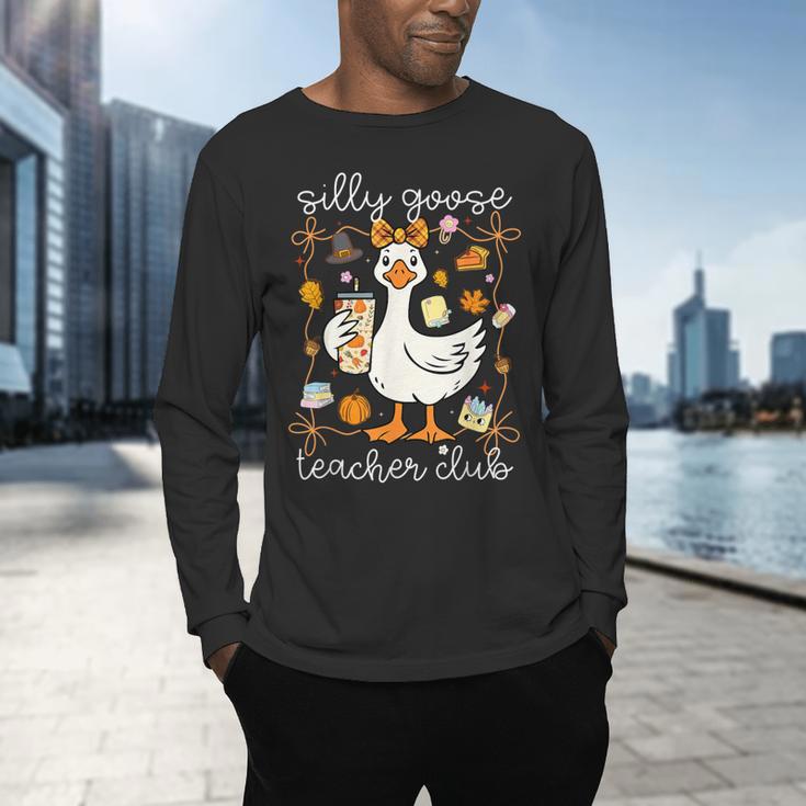 Silly Goose Teachers Club Cozy Fall Teacher Men's Long Sleeve T-Shirt, gift for family, gift for coworker