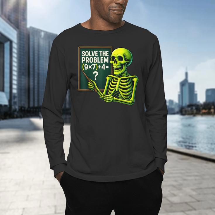 Solve The Problem Skeleton Teacher Halloween Math Six Seven Men's Long Sleeve T-Shirt, gift for family, gift for coworker Solve The Problem Skeleton Teacher Halloween Math Six Seven Men's Long Sleeve T-Shirt, gift for family, gift for coworker