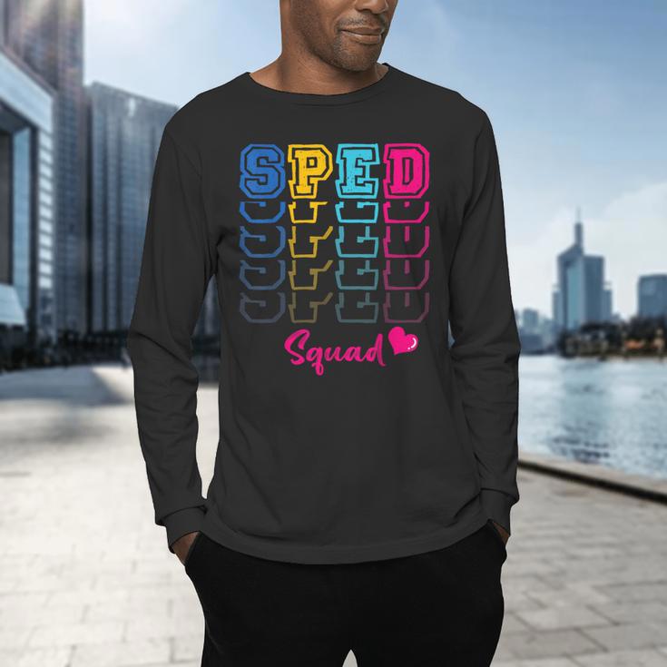 SPED Squad Proud Special Education Para Teacher Colorful Men's Long Sleeve T-Shirt, gift for family, gift for coworker SPED Squad Proud Special Education Para Teacher Colorful Men's Long Sleeve T-Shirt, gift for family, gift for coworker