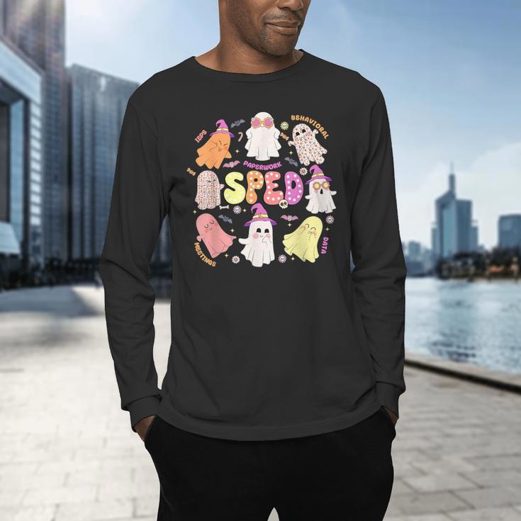 SPED Teacher Halloween Spooky Special Education Team Men Women Kids Men's Long Sleeve T-Shirt, gift for family, gift for coworker