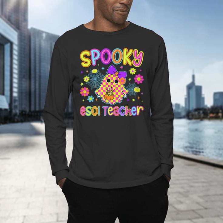 Spooky ESOL Teacher Halloween ESOL Teaching Coquette Men's Long Sleeve T-Shirt, gift for family, gift for coworker Spooky ESOL Teacher Halloween ESOL Teaching Coquette Men's Long Sleeve T-Shirt, gift for family, gift for coworker