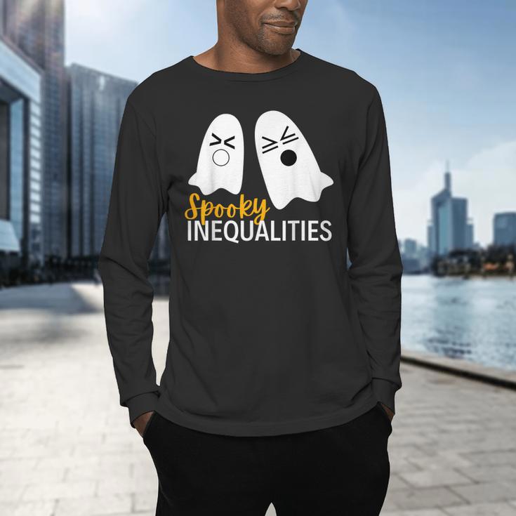 Spooky Ghost Inequalities Halloween Math Teacher Men's Long Sleeve T-Shirt, gift for family, gift for coworker Spooky Ghost Inequalities Halloween Math Teacher Men's Long Sleeve T-Shirt, gift for family, gift for coworker