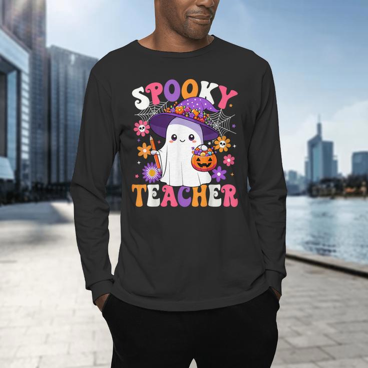 Spooky Teacher Halloween Cute Halloween Teacher Ghost Men's Long Sleeve T-Shirt, gift for family, gift for coworker Spooky Teacher Halloween Cute Halloween Teacher Ghost Men's Long Sleeve T-Shirt, gift for family, gift for coworker