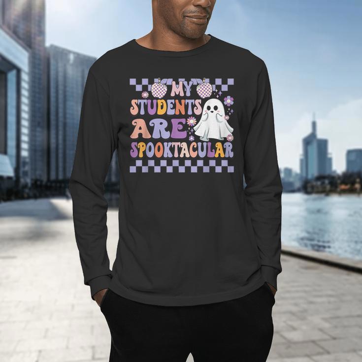 My Students Are Spooktacular Teacher Halloween Vibes Men's Long Sleeve T-Shirt, gift for family, gift for coworker