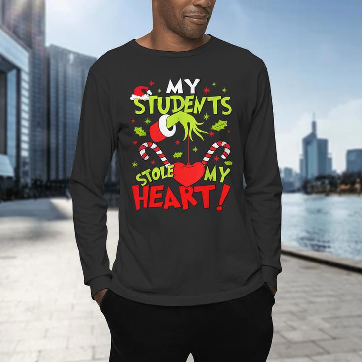 My Students Stole My Heart Teacher Holiday Merry Christmas Men's Long Sleeve T-Shirt, gift for family, gift for coworker