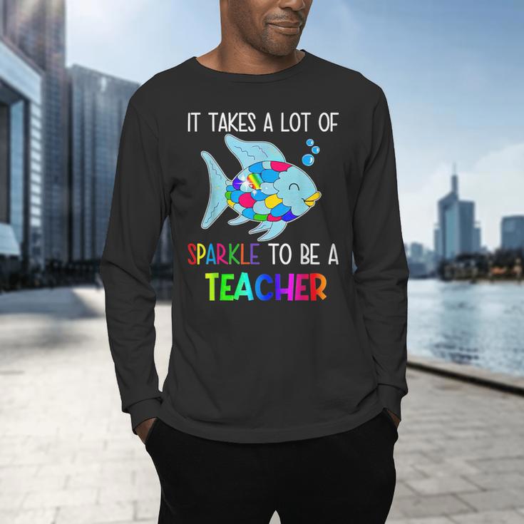 It Takes A Lot Of Sparkle To Be A Teacher Rainbow Fish For Men Women Men's Long Sleeve T-Shirt, gift for family, gift for coworker It Takes A Lot Of Sparkle To Be A Teacher Rainbow Fish For Men Women Men's Long Sleeve T-Shirt, gift for family, gift for coworker