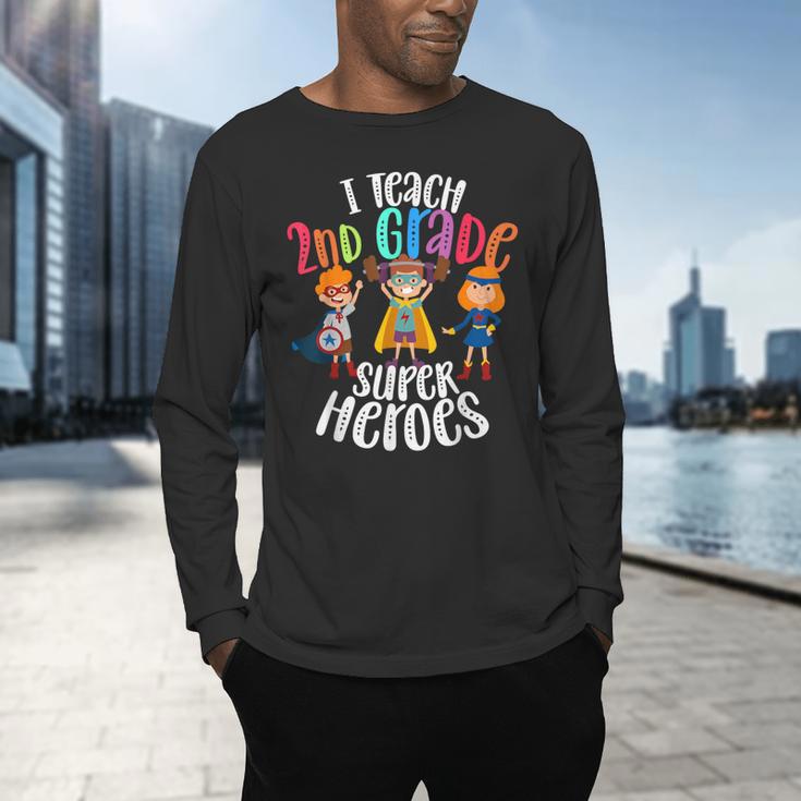 I Teach 2nd Grade Superheroes Back To School Teacher Men Women Girls Kids Men's Long Sleeve T-Shirt, gift for family, gift for coworker