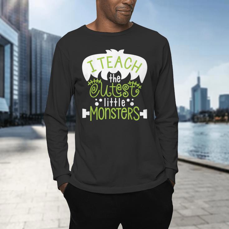 I Teach The Cutest Little Monsters Halloween Teacher Spooky Men's Long Sleeve T-Shirt, gift for family, gift for coworker